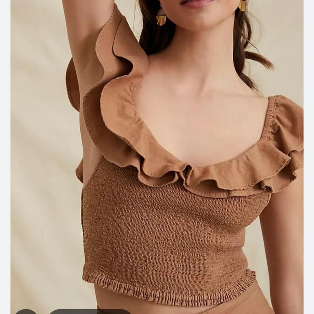 Urban outfitters brown ruffle crop top 10 boho